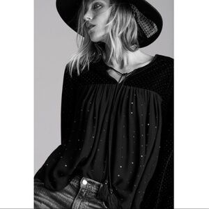 Zara Velvet Long Sleeve Sequin Top LIKE NEW!